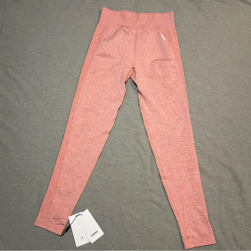 NWT Gymshark High Waisted Flex Leggings Pink Heathered Large Seamless Workout - Picture 2 of 8